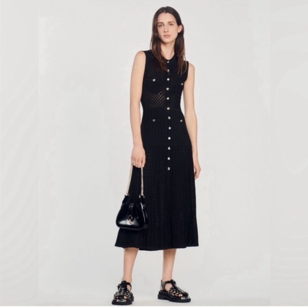Sandro Black Midi Dress
